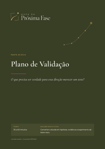 Capa da Parte 05, Plano de Validação